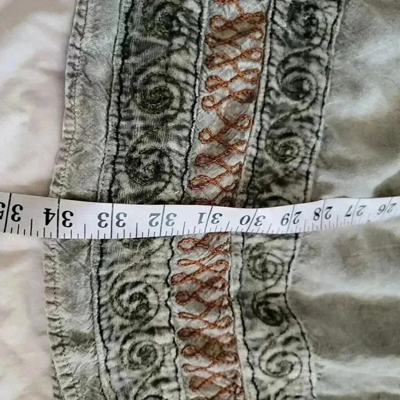 Vintage Grey Cotton Blend Boho Embroidered Maxi Skirt One Size Drawstring - Picture 8 of 10